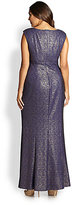 Thumbnail for your product : Kay Unger Kay Unger, Sizes 14-24 Metallic Lace Gown