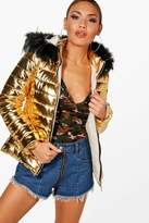 Thumbnail for your product : boohoo Short Faux Fur Hood Puffer Jacket