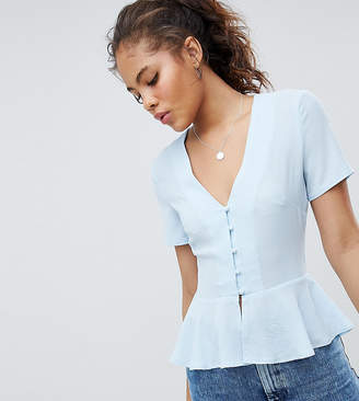 Missguided Tall exclusive tall button detail peplum blouse