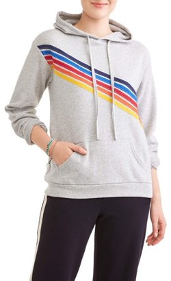 No Boundaries Juniors retro stripe love graphic pullover hoodie
