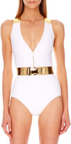 Thumbnail for your product : Michael Kors Belted Metallic-Strap Maillot