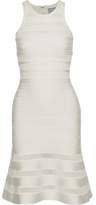 Thumbnail for your product : Herve Leger Fluted Mesh-Trimmed Bandage Dress