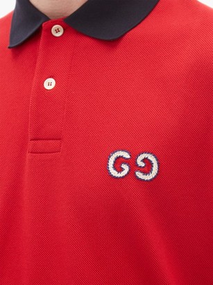 Gucci Logo-embroidered Cotton-blend Pique Polo Shirt - Red