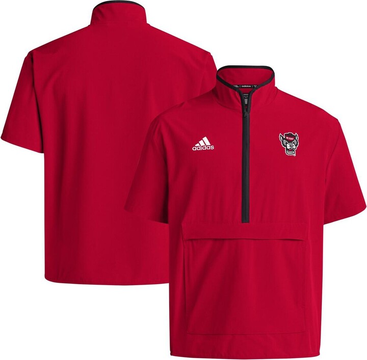 Adidas Men's Red Nc State Wolfpack Coaches Sideline Half-Zip Short Sleeve Jacket