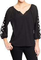 Thumbnail for your product : Old Navy Women's Embroidered Chiffon Blouses