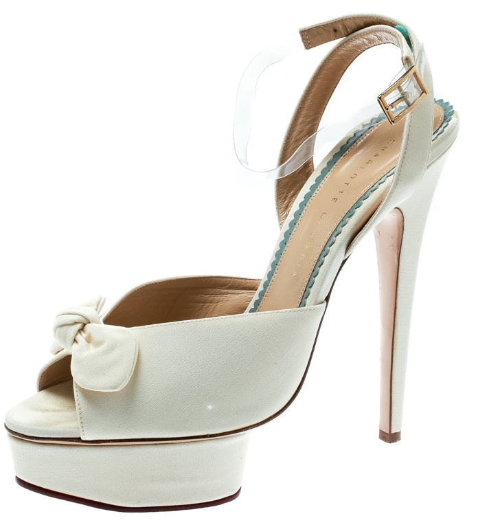 cream satin sandals