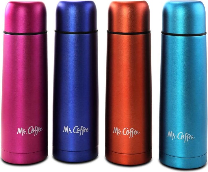 Mr. Coffee Luster Javelin 16 oz. Assorted Colors Thermal Travel Bottle Set (Set of 4)