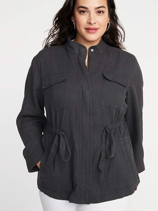 linen blend utility jacket