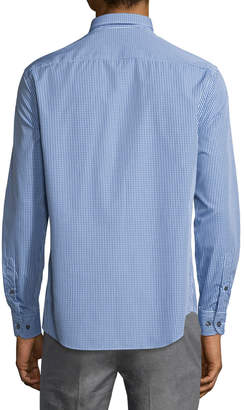 Armani Collezioni Gingham Long-Sleeve Sport Shirt, Blue