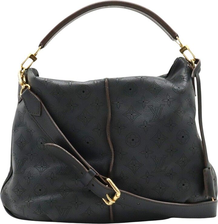 Louis Vuitton Black Monogram Mahina Leather Selene MM Bag Louis Vuitton