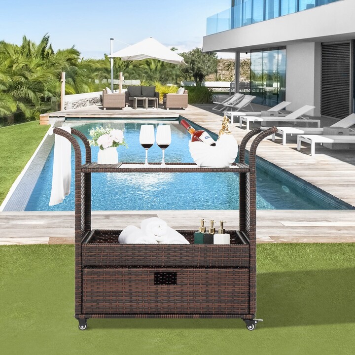 Outdoor Patio Wicker Rattan Bar Cart ShopStyle