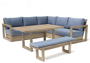 Kettler Ezra 6-Seat Garden Table and Chairs Corner Lounging Set, FSC-Certified (Acacia Wood)