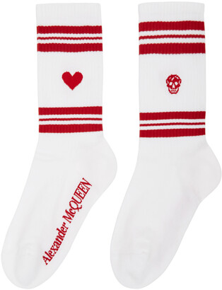 Alexander McQueen White & Red Stripe Socks