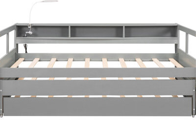 White Twin Xl Daybed With 2 Trundles, 3 Storage , & , Solid Wood Frame, Space Efficient In White, Charging Strong Build, Saving