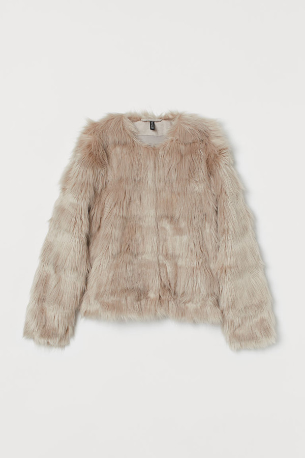 short brown faux fur jacket