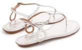 Thumbnail for your product : Aquazzura Almost Bare Flat Metallic Leather Sandals - Womens - Silver