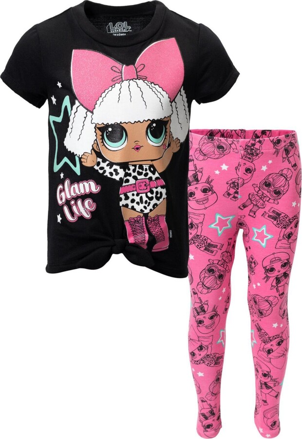 L.O.L. Surprise! Girls T-Shirt and Leggings Outfit Set to (2T - 18-20) - Black / pink