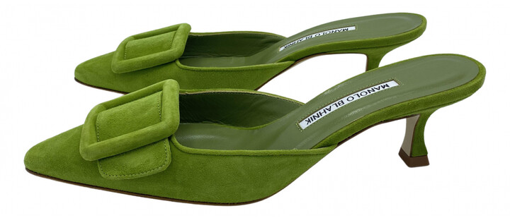 Manolo Blahnik green Suede Sandals