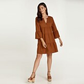 Thumbnail for your product : Conquista Women's Chocolate Brown Tencel Gathered Seams Dress