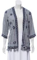Thumbnail for your product : Calypso Embroidered Fringe Cardigan grey Embroidered Fringe Cardigan
