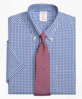 Brooks Brothers Madison Classic-Fit Dress Shirt, Non-Iron Framed Check Short-Sleeve