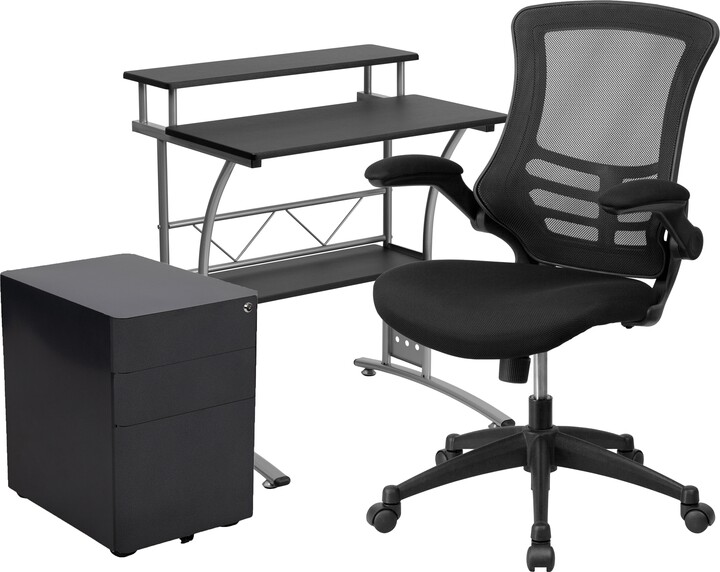 Lancaster Home 3PC Office Set-Computer Desk, Ergonomic Mesh Office ...