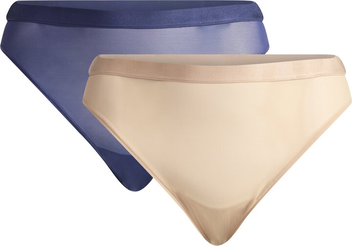 Joyspun Women’s Space and Mesh Thong Panties, 2-Pack, Sizes XS-3XL