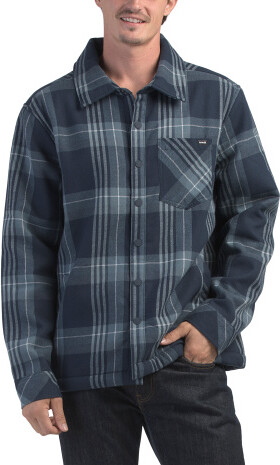 TJMAXX Grant Plaid Flannel Sherpa Lined Shacket For Men, Cotton/Polyester