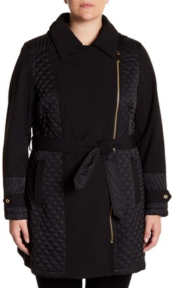 Via Spiga Front Zip Belted Coat (Plus Size)