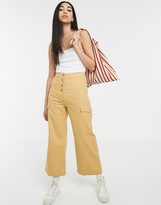 Thumbnail for your product : ASOS DESIGN wide leg lightweight jean with button detail in marigold
