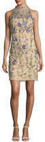 Thumbnail for your product : Aidan Mattox Embellished Floral Lace Mock-Neck Mini Dress