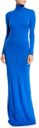 Calvin Klein Turtleneck Long-Sleeve Body-Con Wool-Jersey Evening Gown