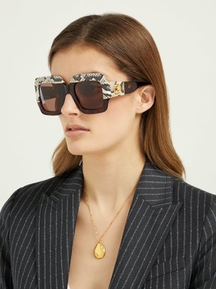 Gucci Contrast-panel Square Acetate Sunglasses - Grey Multi