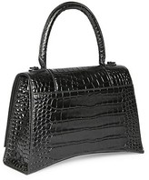 Thumbnail for your product : Balenciaga Hourglass Croc-Embossed Leather Top Handle Bag