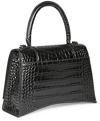 Balenciaga Hourglass Croc-Embossed Leather Top Handle Bag