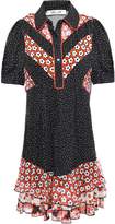 Thumbnail for your product : Diane von Furstenberg Lou Ruffled Printed Mini Crepon Shirt Dress