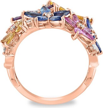 Effy 14K Rose Gold, Sapphire & Diamond Floral Ring