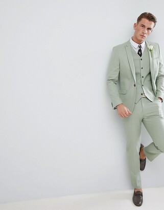 ASOS Design Wedding Skinny Suit Jacket In Sage Green