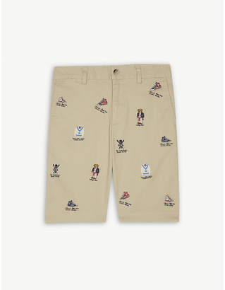 Ralph Lauren Embroidered cotton-blend chino shorts 2-16 years