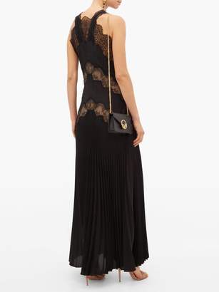 Fendi Lace-panelled Silk-jacquard Dress - Womens - Black