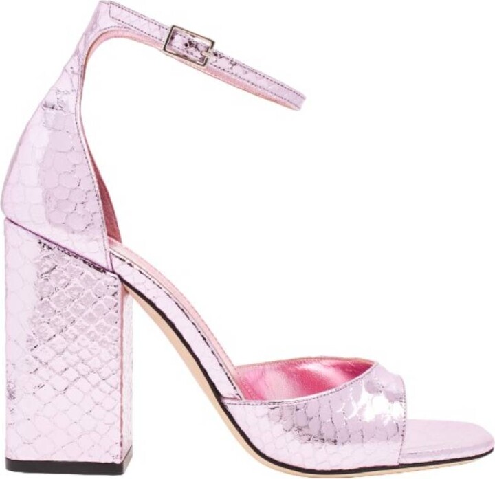Paris Texas Pink Fiona Embossed Leather Sandals