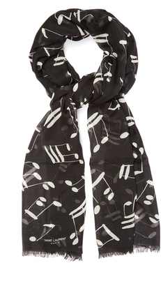 Saint Laurent Musical note-print wool scarf
