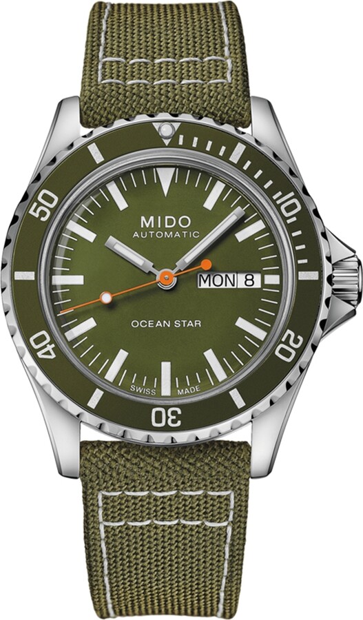 MIDO Men's Swiss Automatic Ocean Star Tribute Green Fabric Strap Watch 41mm