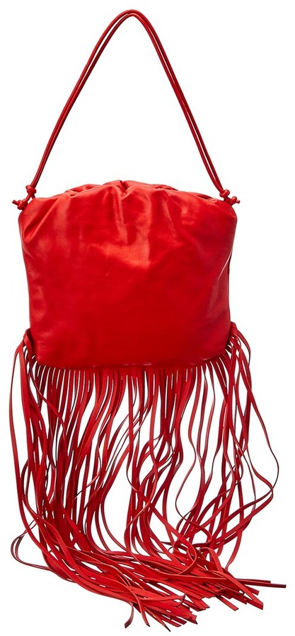 Bottega Veneta Hop Small Intrecciato-leather Shoulder Bag in Red