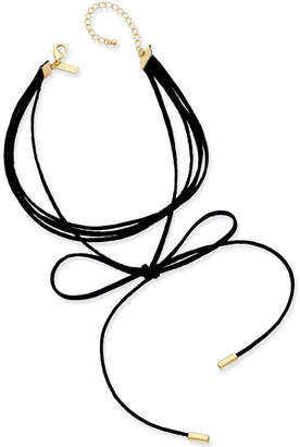 INC International Concepts Gold-Tone Imitation Suede Tie Choker Necklace, Created for Macy's
