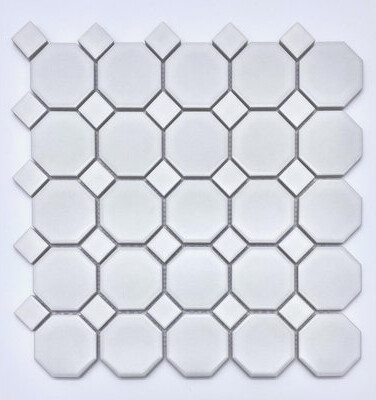 Splash Tile Cascade 2" x 2" Porcelain Octagon and dot Mosaic Wall & Floor Tile