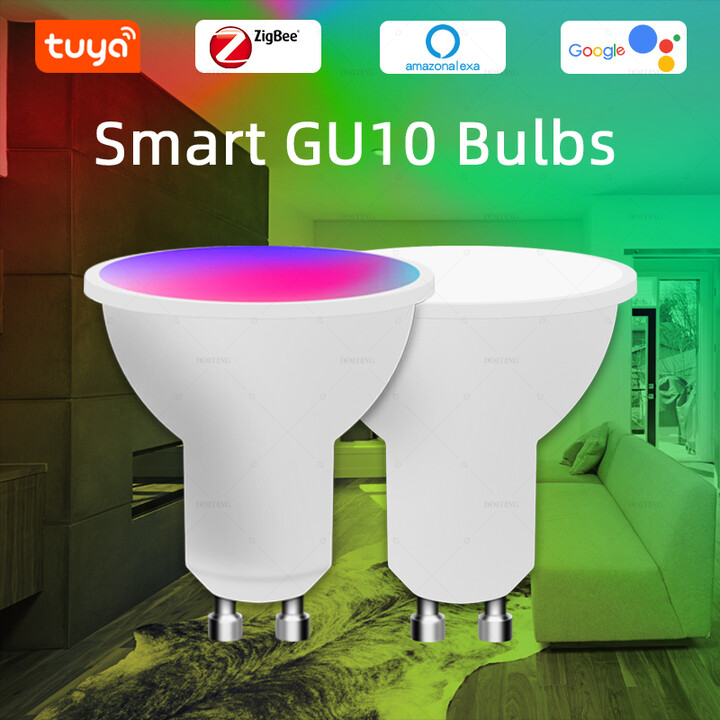 DOITING GU10 Zigbee LED Bulbs Wifi Smart LED Light Bulb RGB CW WW Dimmable Spotlight Works With Alexa Google Yandex Smartthings