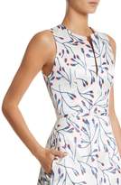 Thumbnail for your product : Carolina Herrera Floral Split Neck Fit & Flare Dress