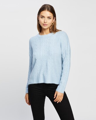 Atmos & Here Atmos&Here - Women's Blue Jumpers - Emma Cable Knit Jumper - Size 10 at The Iconic