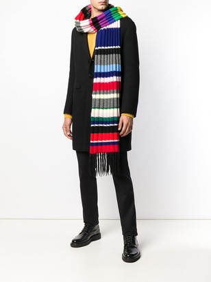 Burberry Striped Chunky Knit Cashmere Wool Blend Scarf